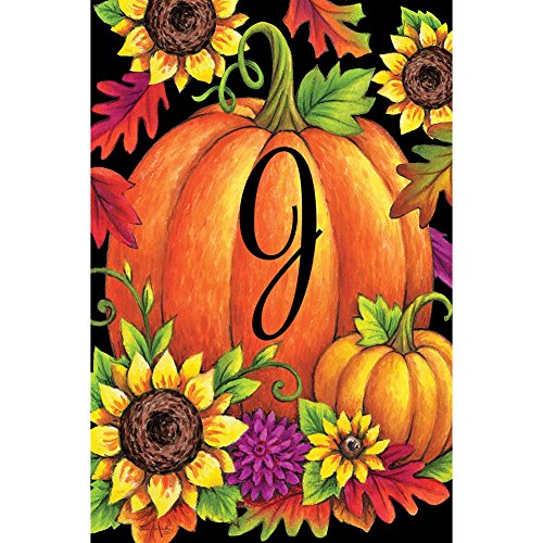 Custom Decor Initial J Pumpkin Sunflower Fall Garden Flag