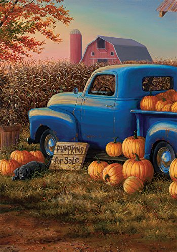 Custom Decor Pumpkin Truck Fall Garden Flag