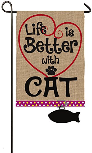 Evergreen Life is Better with a Cat Garden Flag