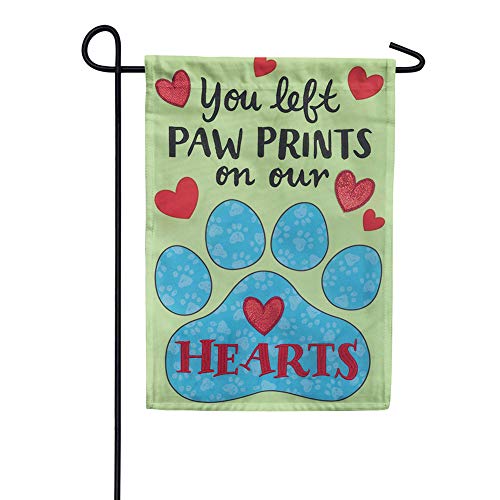 Evergeen You Left Paw Prints on Our Hearts Memorial Garden Flag