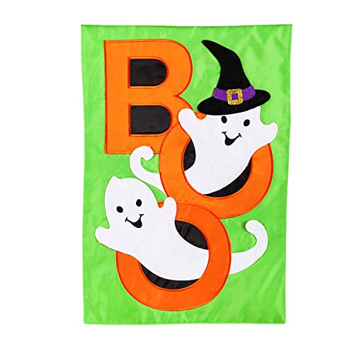 Evergreen Boo Ghost Halloween Garden Flag