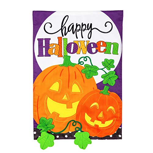 Evergreen Happy Halloween Jack o' Lanterns Garden Flag