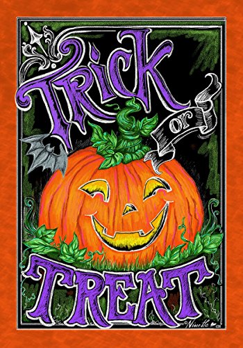 Evergreen Trick or Treat Jack o' Lantern Halloween Garden Flag