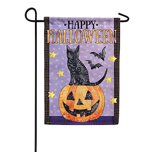Carson Happy Halloween Spooky Cats and Bats Garden Flag