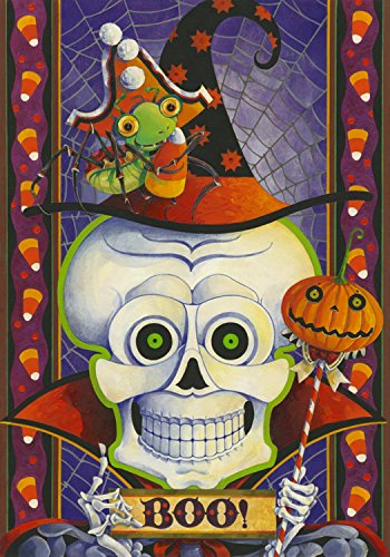 Briarwood Lane Boo Halloween Skull Pumpkin Candy Corn Garden Flag