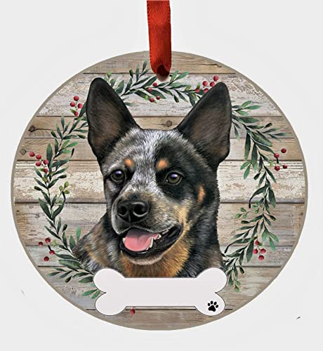 E&S Imports Personalizable Christmas Wreath Ornament-Australian Cattle Dog