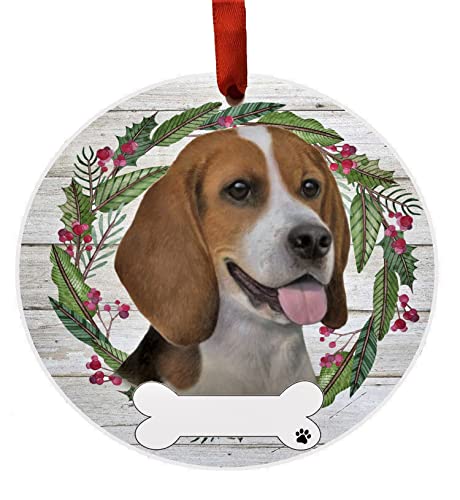 E&S Imports Personalizable Christmas Wreath Ornament-Beagle