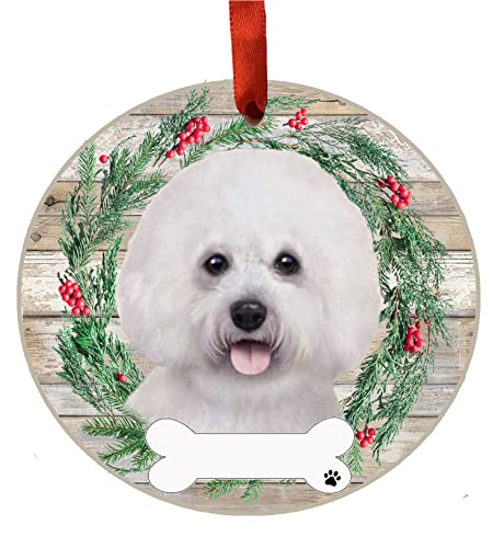 E&S Imports Personalizable Christmas Wreath Ornament-Bichon Frise