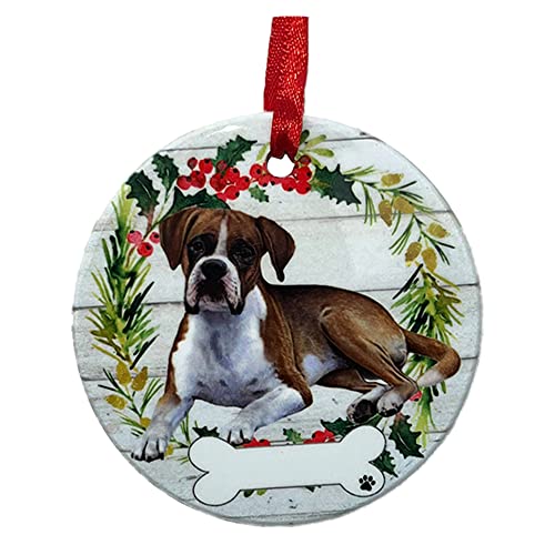 E&S Imports Personalizable Christmas Wreath Ornament-Boxer