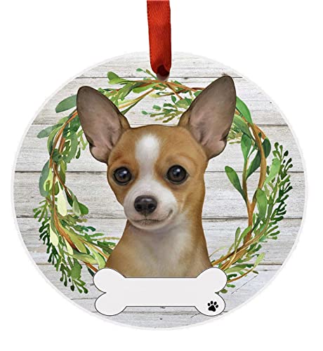 E&S Imports Personalizable Christmas Wreath Ornament-Chihuahua