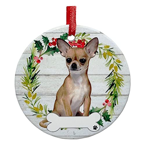 E&S Imports Personalizable Christmas Wreath Ornament-Chihuahua Full Body