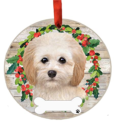 E&S Imports Personalizable Christmas Wreath Ornament-Cockapoo
