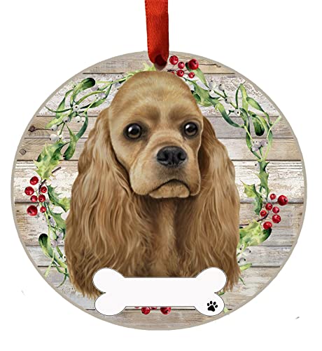 E&S Imports Personalizable Christmas Wreath Ornament-Cocker Spaniel