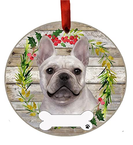 E&S Imports Personalizable Christmas Wreath Ornament-French Bulldog