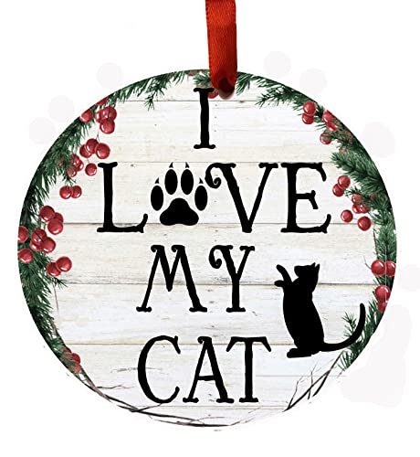 E&S Imports Personalizable Christmas Wreath Ornament-I Love My Cat