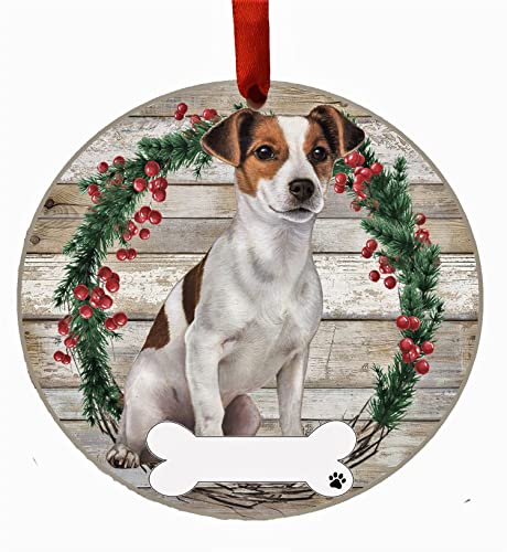 E&S Imports Personalizable Christmas Wreath Ornament-Jack Russell Full Body