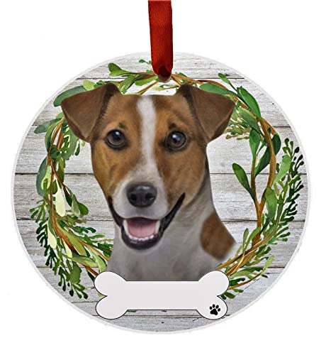 E&S Imports Personalizable Christmas Wreath Ornament-Jack Russell