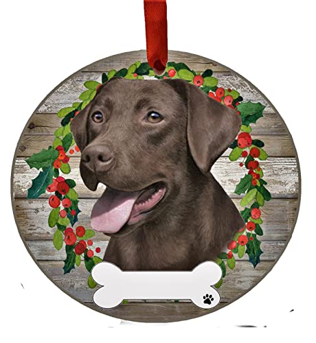 E&S Imports Personalizable Christmas Wreath Ornament-Labrador Chocolate