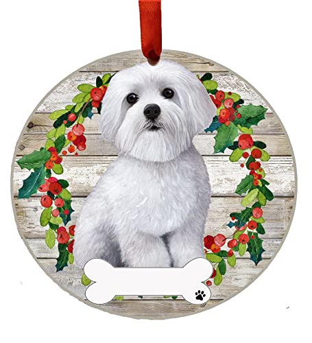 E&S Imports Personalizable Christmas Wreath Ornament-Maltese