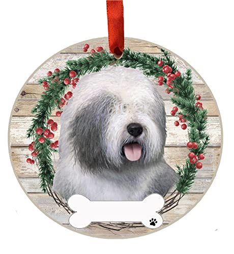 E&S Imports Personalizable Christmas Wreath Ornament-Old English