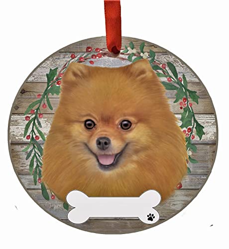 E&S Imports Personalizable Christmas Wreath Ornament-Pomeranian