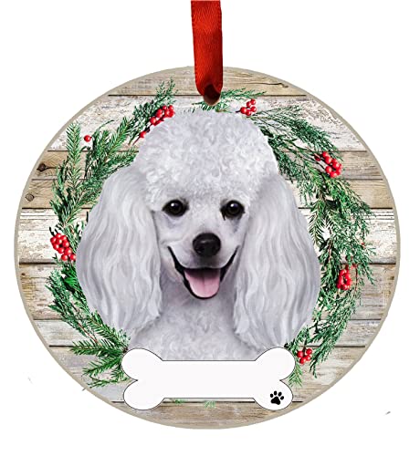 E&S Imports Personalizable Christmas Wreath Ornament-Poodle