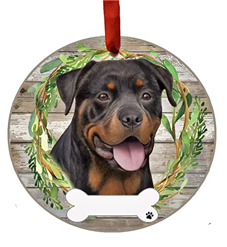 E&S Imports Personalizable Christmas Wreath Ornament-Rottweiler