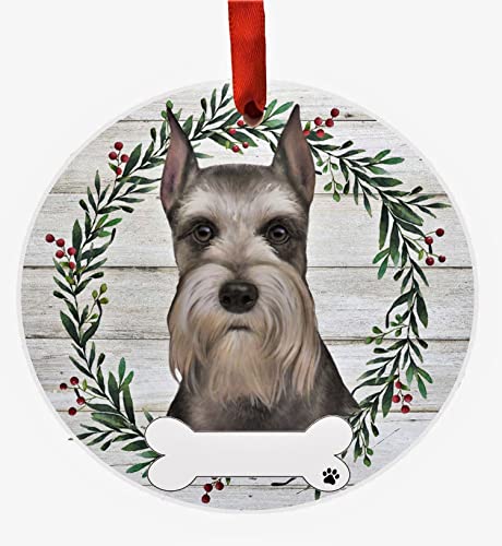 E&S Imports Personalizable Christmas Wreath Ornament-Schnauzer