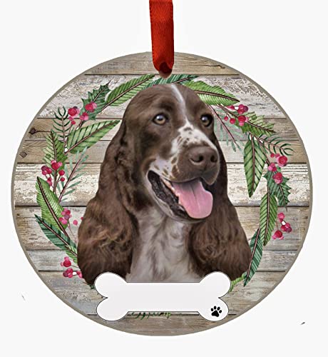 E&S Imports Personalizable Christmas Wreath Ornament-Springer Spaniel