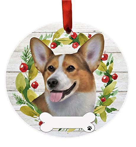 E&S Imports Personalizable Christmas Wreath Ornament-Welsh Corgi
