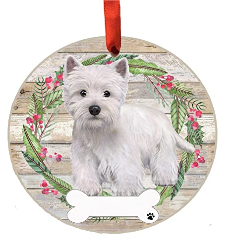 E&S Imports Personalizable Christmas Wreath Ornament-Westie Full Body