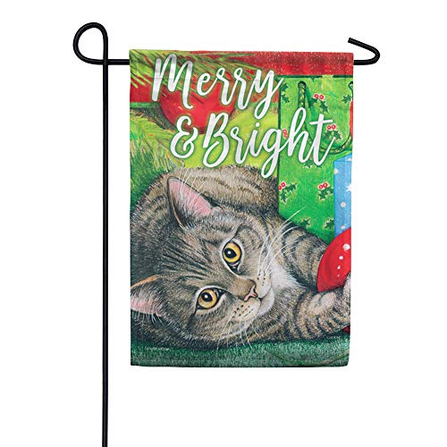 Carson Merry & Bright Santa's Helper Cat Garden Flag