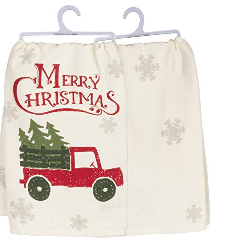 Primitives by Kathy Kitchen Towel-Merry Christmas Red Truck & Trees
