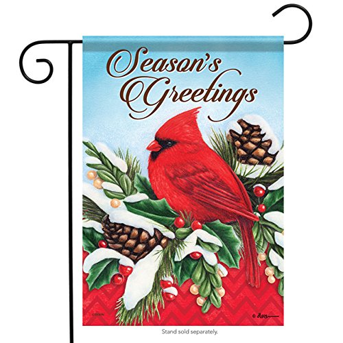 Carson Seasons Greetings Festive Feathers Cardinal Christmas Garden Flag