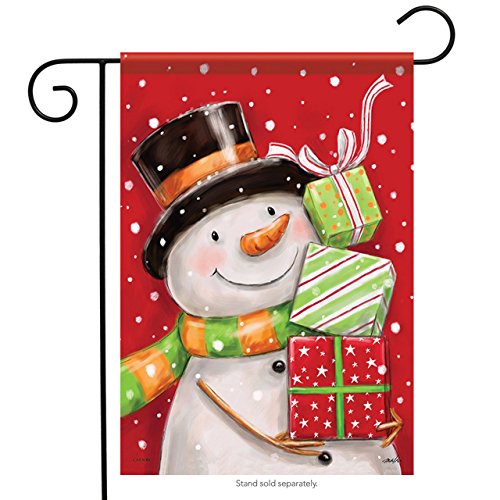Carson Snowman & Pile of Presents Christmas Garden Flag