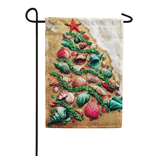 Evergreen Seashell Tree Christmas Garden Flag