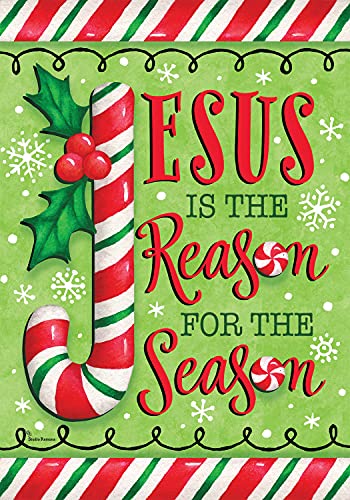 Evergreen Jesus is the Reason for the Season Christmas Garden Flag
