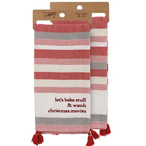 Primitives by Kathy Kitchen Towel-Let's Bake Stuff & Watch Christmas Movies - Striped