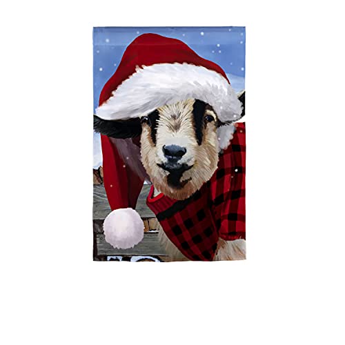 Evergreen Christmas Goat Garden Flag