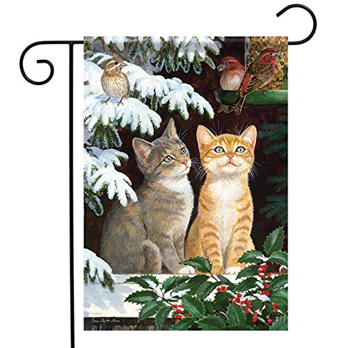Carson Cats in Window Christmas Garden Flag