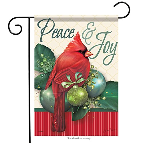 Carson Peace & Joy Sparkling Holiday Cardinal Christmas Garden Flag