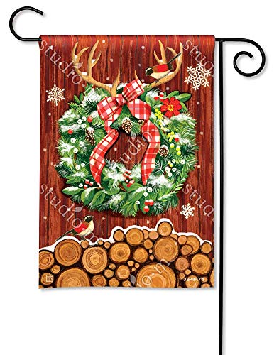 Magnet Works Cozy Cabin Wreath Christmas Garden Flag