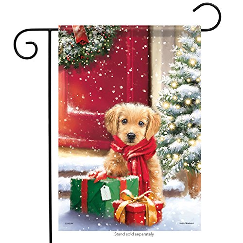 Carson Santa's Surprise Puppy & Gifts Christmas Garden Flag