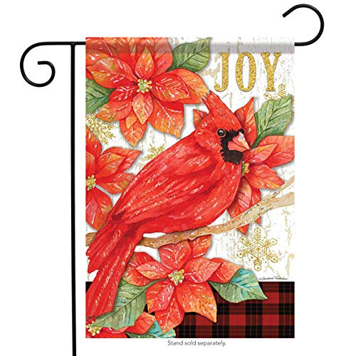 Carson Joy Cardinal & Poinsettia Christmas Garden Flag