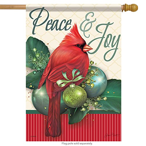 Carson Sparkling Holiday Peace & Joy Cardinal House Flag