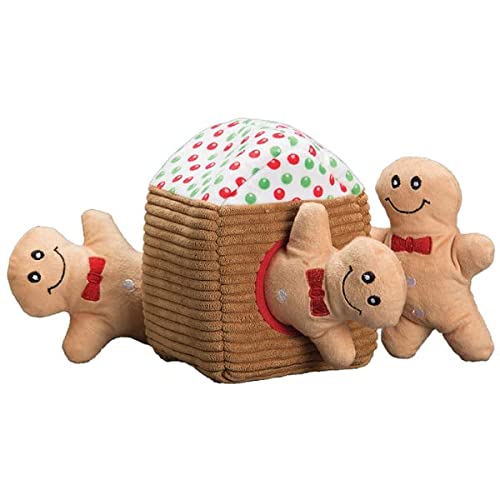Patchwork Plush Dog Toy - Gingerbread House & Men