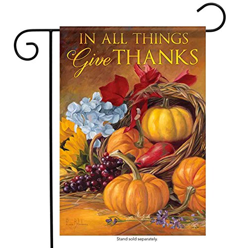 Carson In All Things Give Thanks Holiday Harvest Thanksgiving Garden Flag