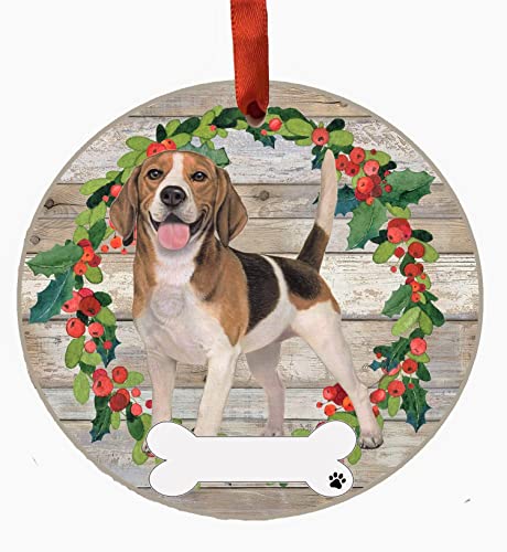 E&S Imports Personalizable Christmas Wreath Ornament-Beagle Full Body