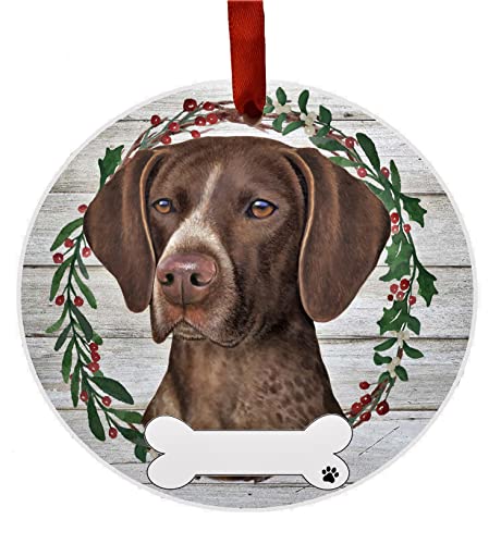 E&S Imports Personalizable Christmas Wreath Ornament-German Shorthaired Pointer