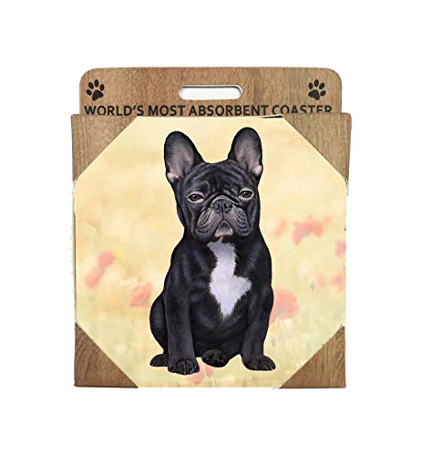 E&S Stone Coaster-French Bulldog Black
